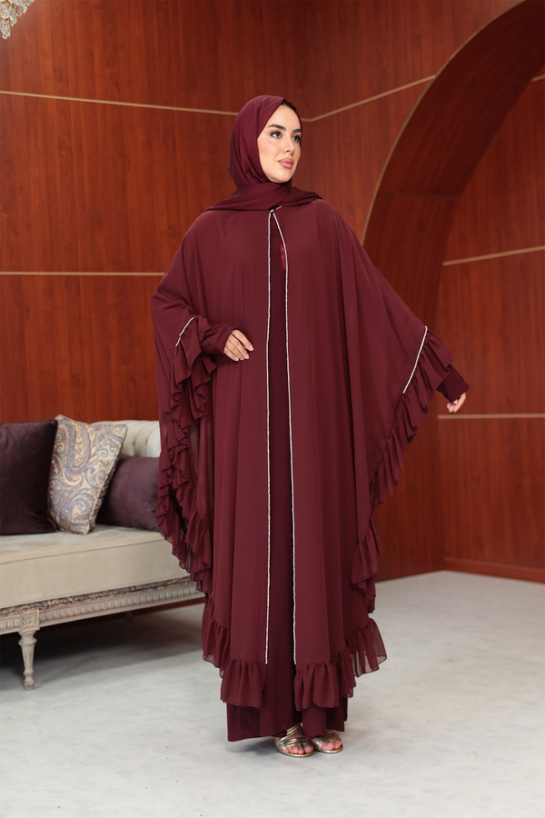 Bukre Tasarım Abaya - Bordo