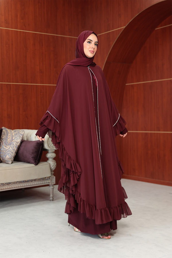 Bukre Tasarım Abaya - Bordo