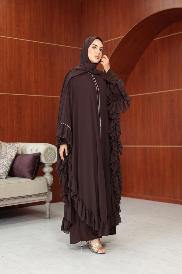 Bukre Tasarım Abaya - Kahverengi