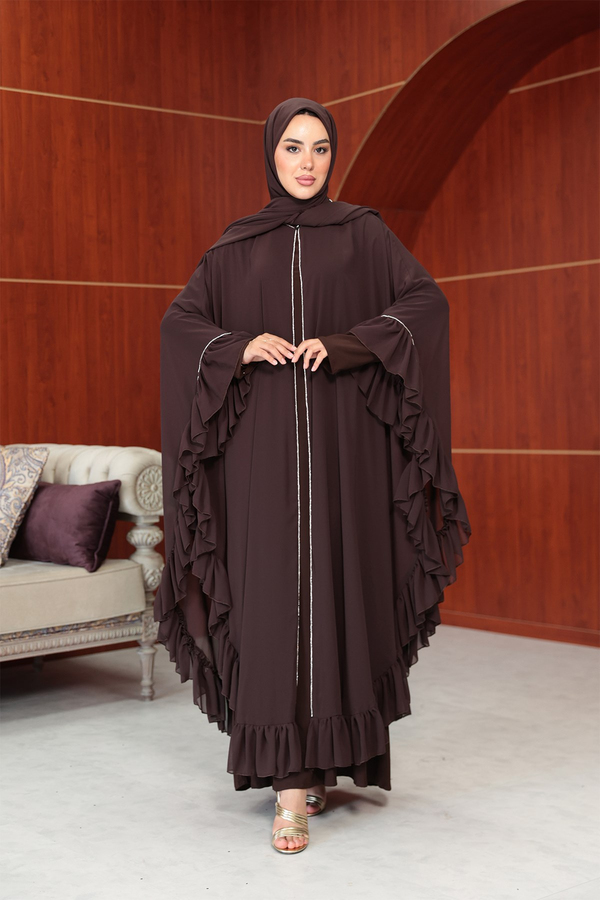 Bukre Tasarım Abaya - Kahverengi