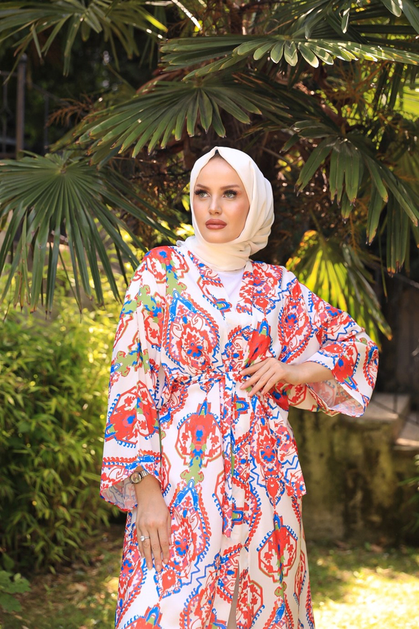 Çok Renkli Kimono - Çok Renkli Koyu