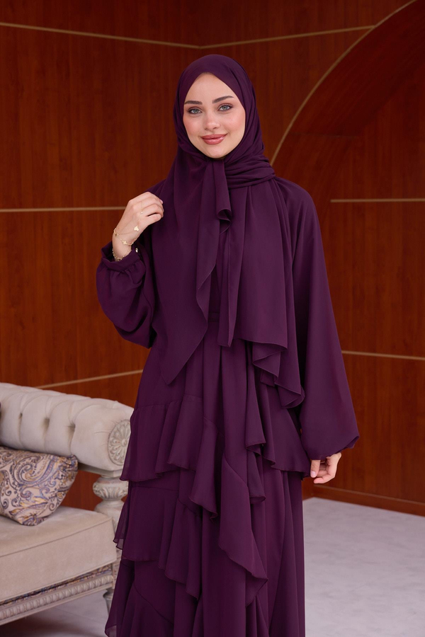 Damla Şifon Abiye - Mürdüm
