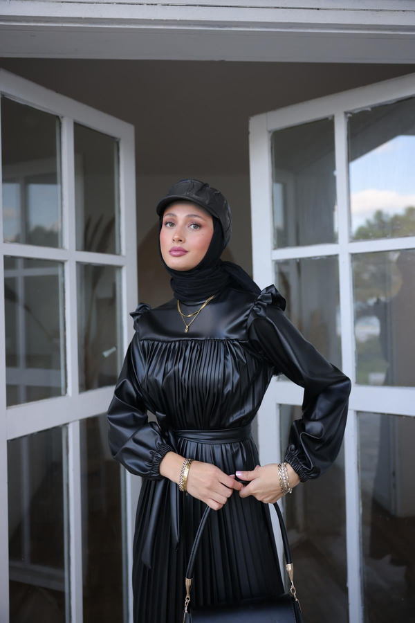 Deri Şapka - Siyah