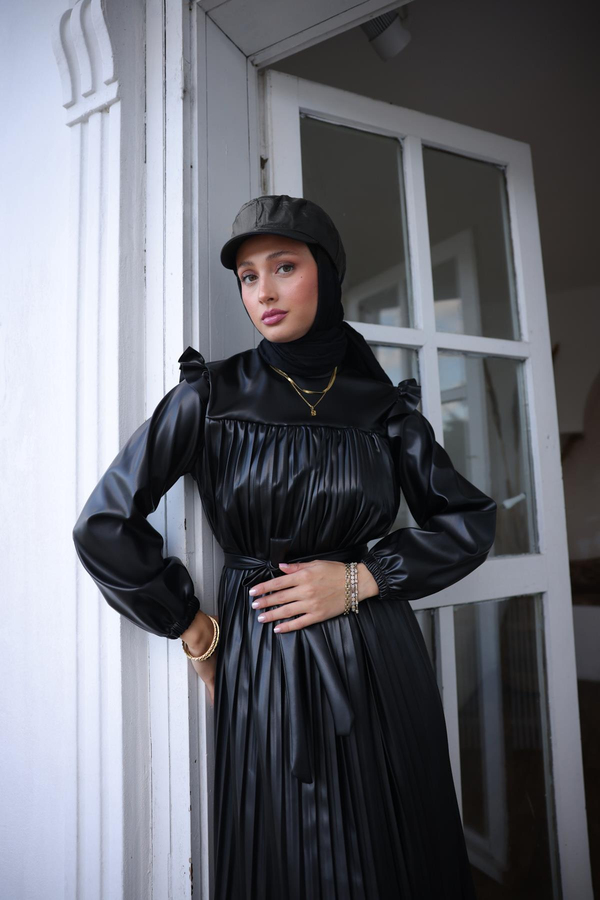 Deri Şapka - Siyah