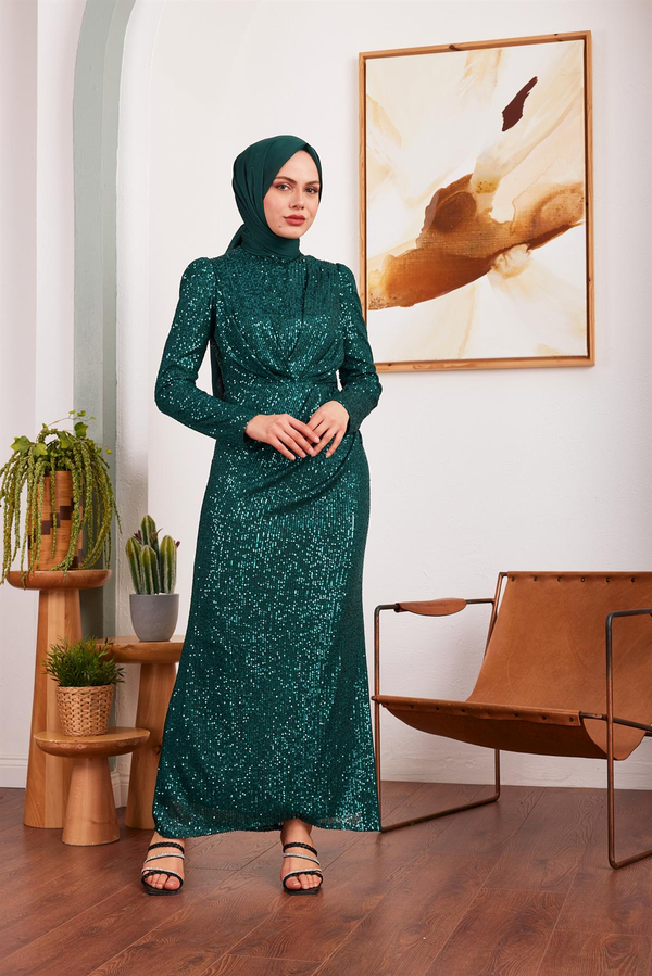 Derya Payet Abiye - Zümrüt Yeşil