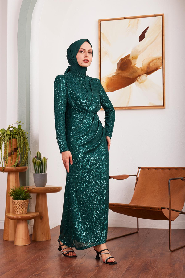 Derya Payet Abiye - Zümrüt Yeşil