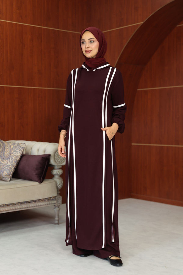 Ece Tasarım Pantolonlu Takım - Bordo