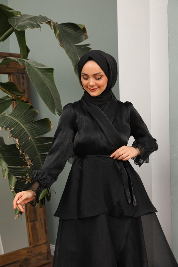 Efsa Kat Kat Abiye - Siyah