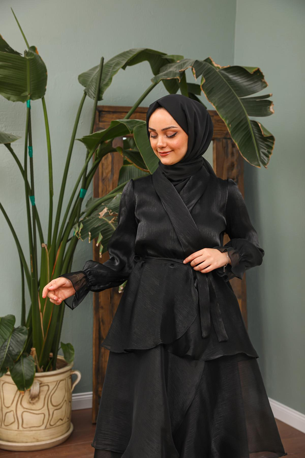 Efsa Kat Kat Abiye - Siyah