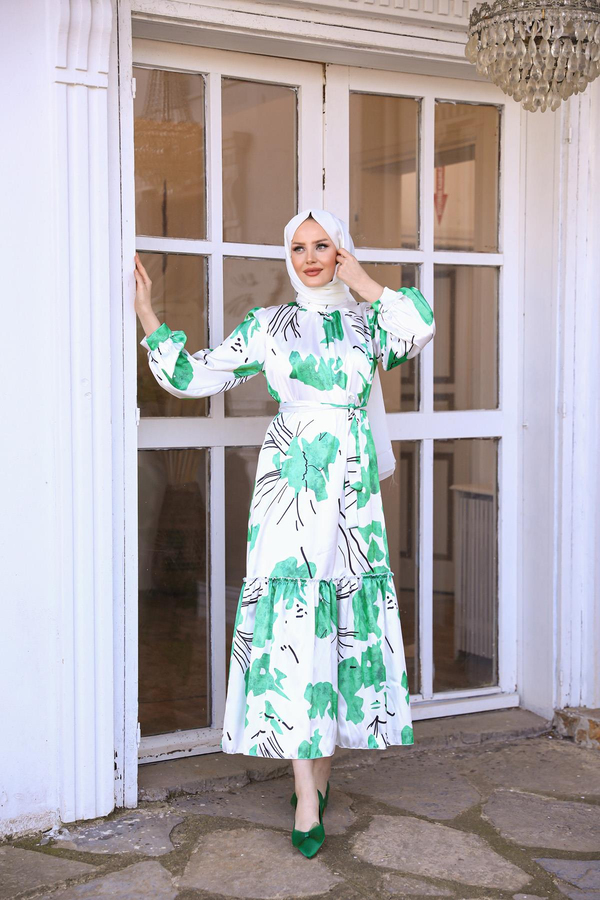Emine Saten Elbise - Yeşil