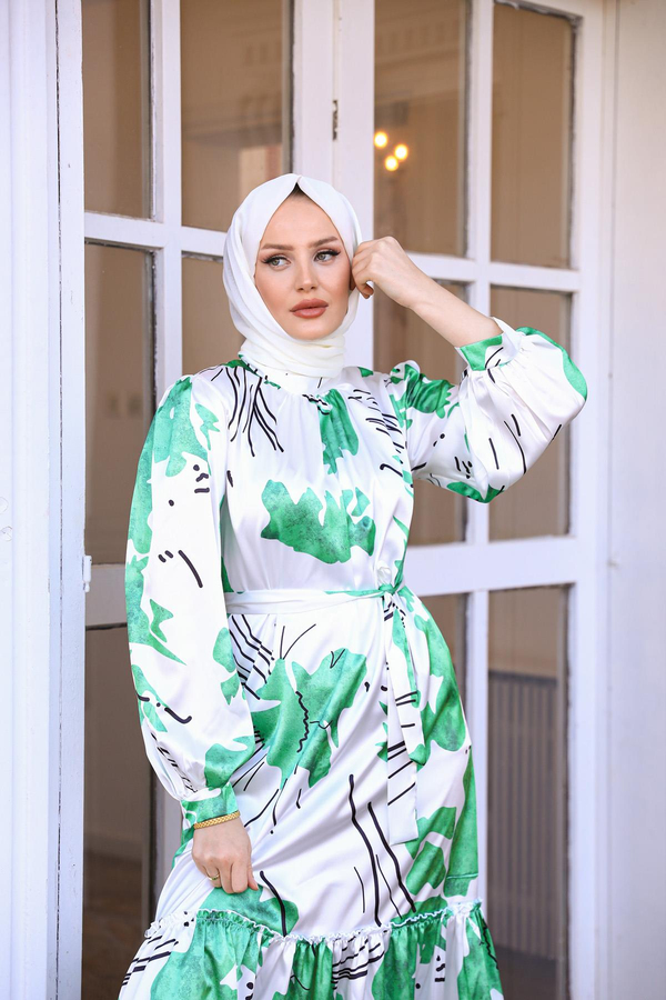 Emine Saten Elbise - Yeşil