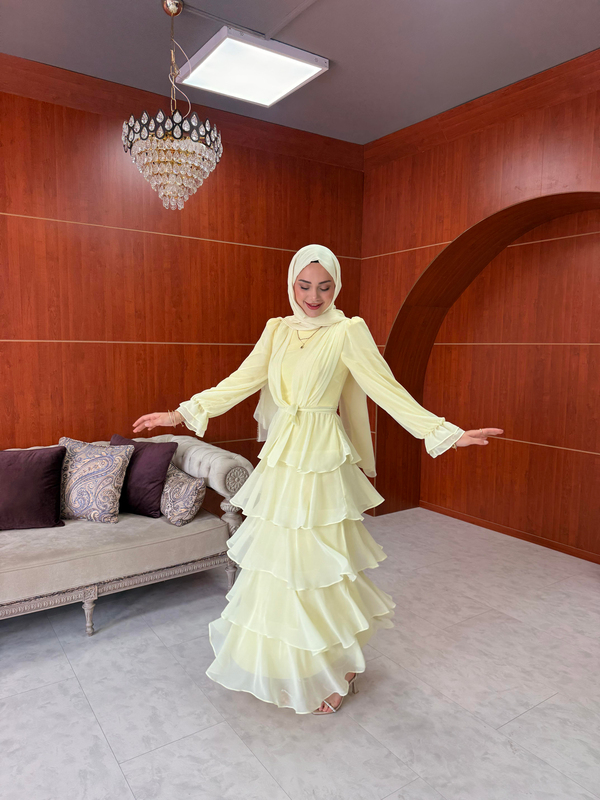 Esin Şifon Kat Abiye - Sarı