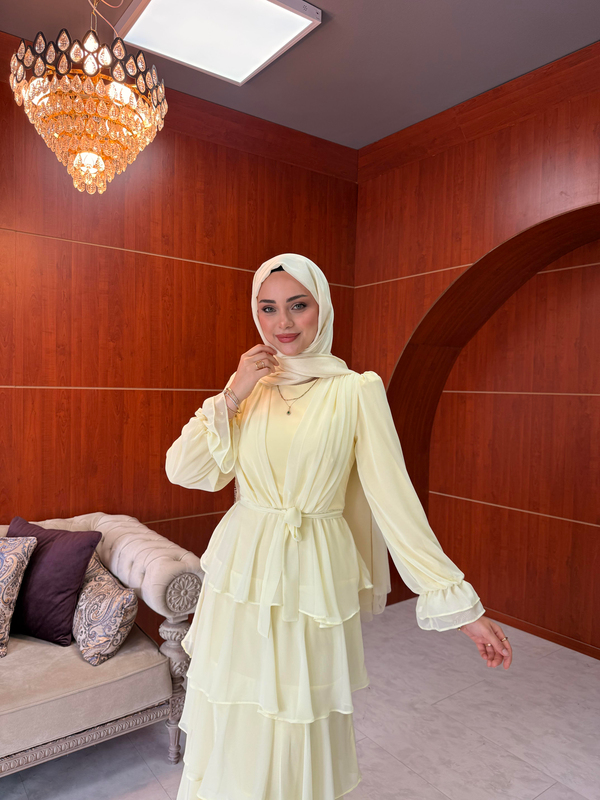Esin Şifon Kat Abiye - Sarı
