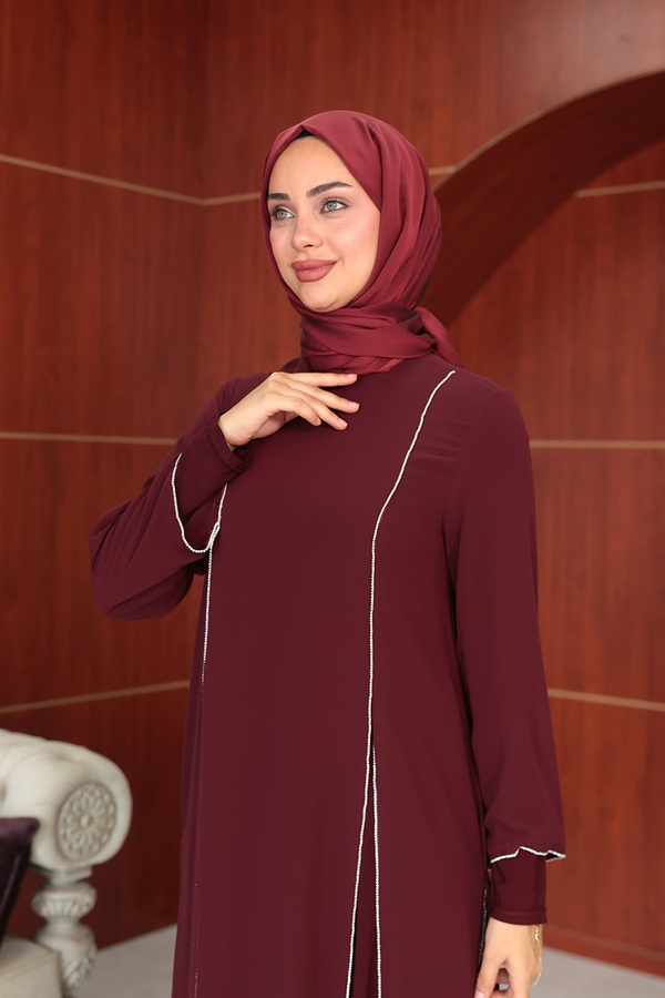 Ezgi Tasarım Abaya - Bordo