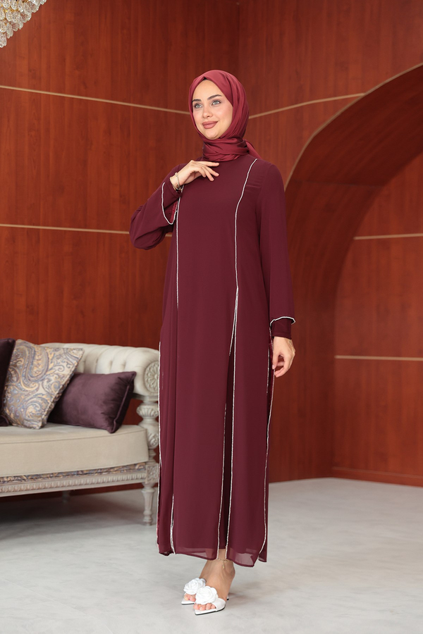 Ezgi Tasarım Abaya - Bordo