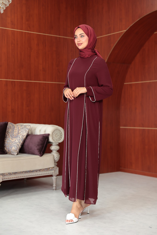 Ezgi Tasarım Abaya - Bordo