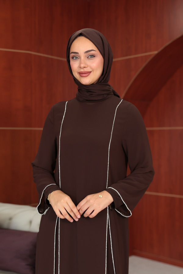 Ezgi Tasarım Abaya - Kahverengi
