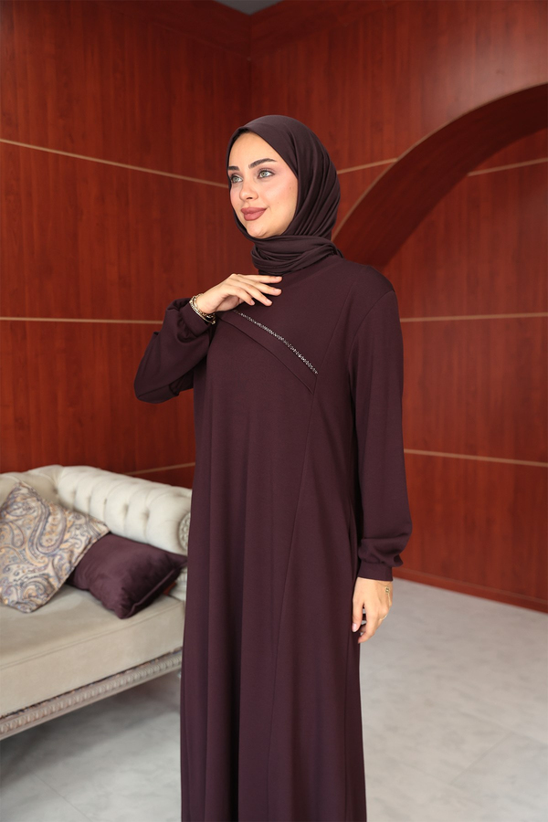 Gül Tasarım Elbise - Bordo