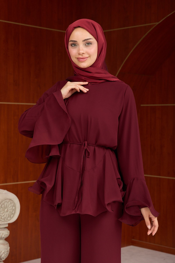 Heves Pantolonlu Takım - Bordo