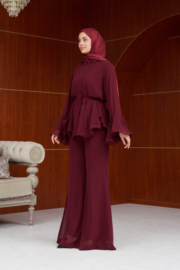 Heves Pantolonlu Takım - Bordo