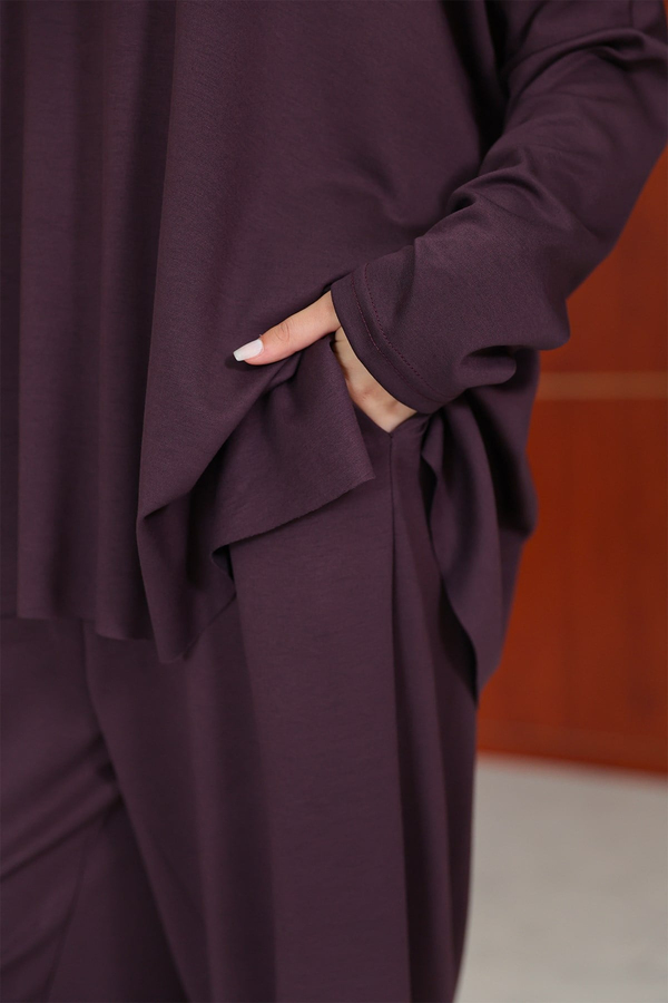 İkra Tasarım Pantolonlu Takım - Mürdüm