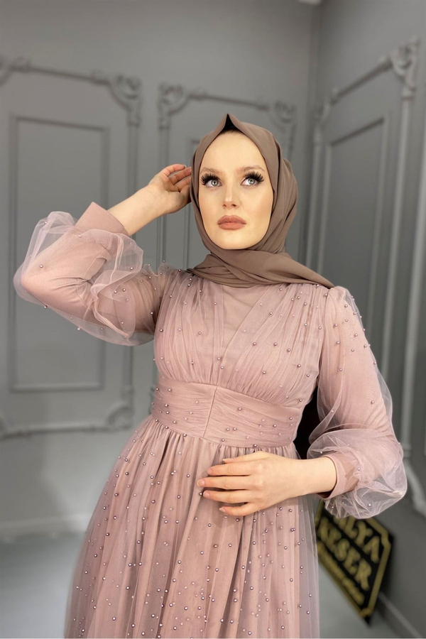 İnci Detay Abiye - Vizon