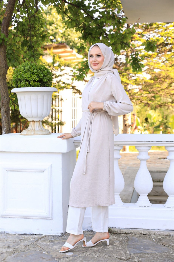 Sash Detailed Trench Coat - Grey
