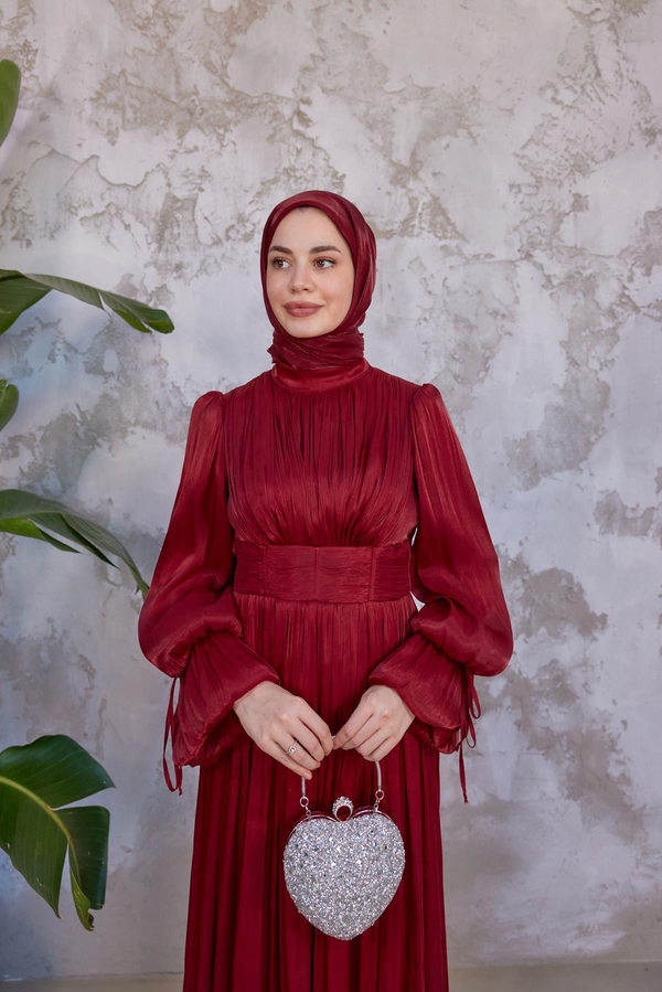 Mariam Tesettür Abiye - Bordo