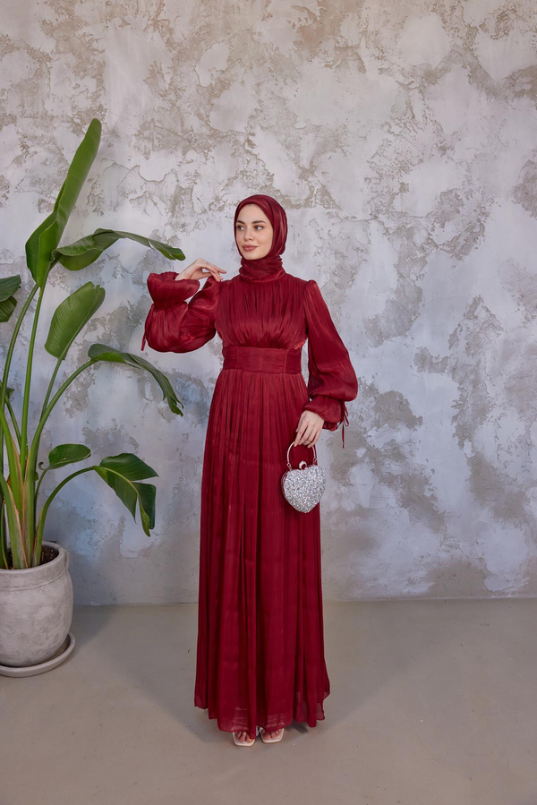 Mariam Tesettür Abiye - Bordo