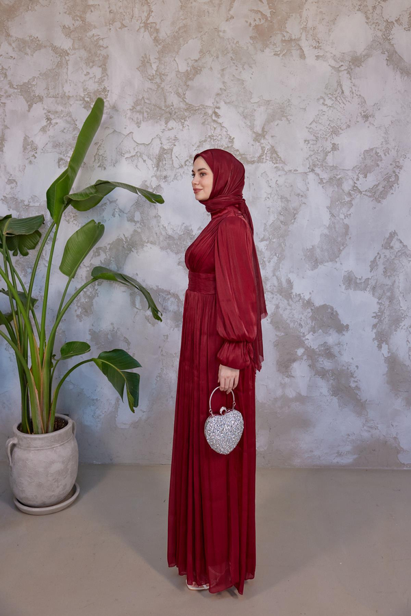 Mariam Tesettür Abiye - Bordo