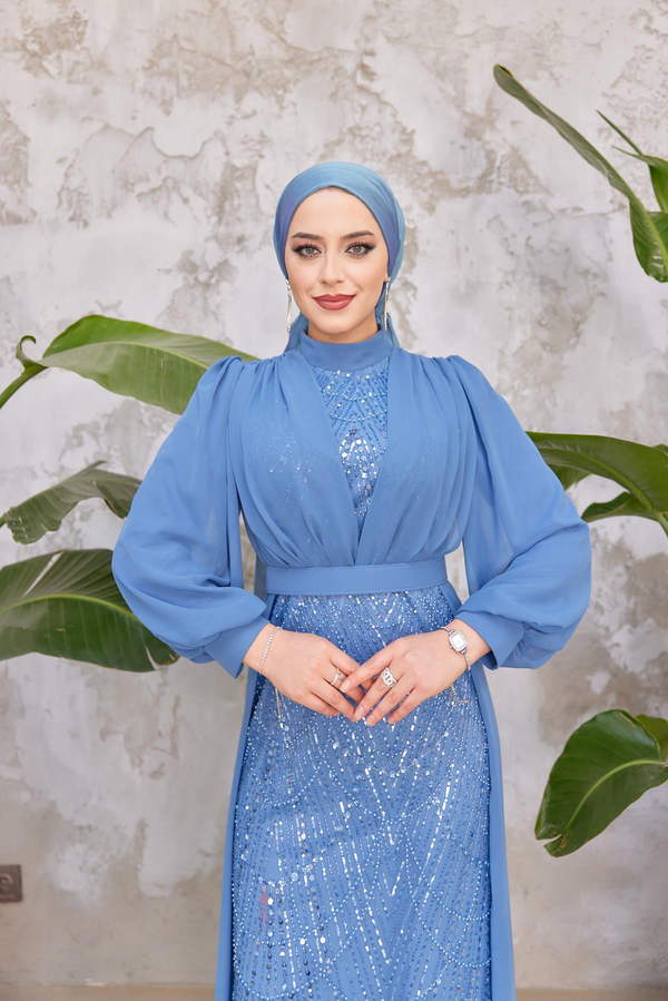 Melek Taş İşleme Abiye - İndigo
