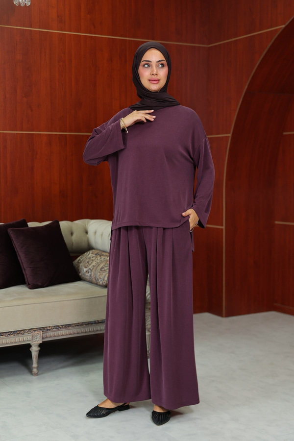 Melike  Tasarım Pantolonlu Takım - Bordo