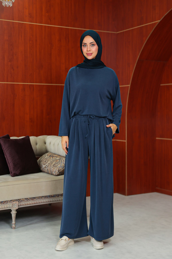 Melike  Tasarım Pantolonlu Takım - Lacivert