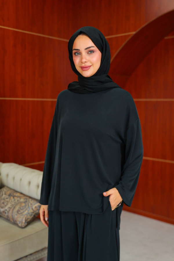 Melike  Tasarım Pantolonlu Takım - Siyah