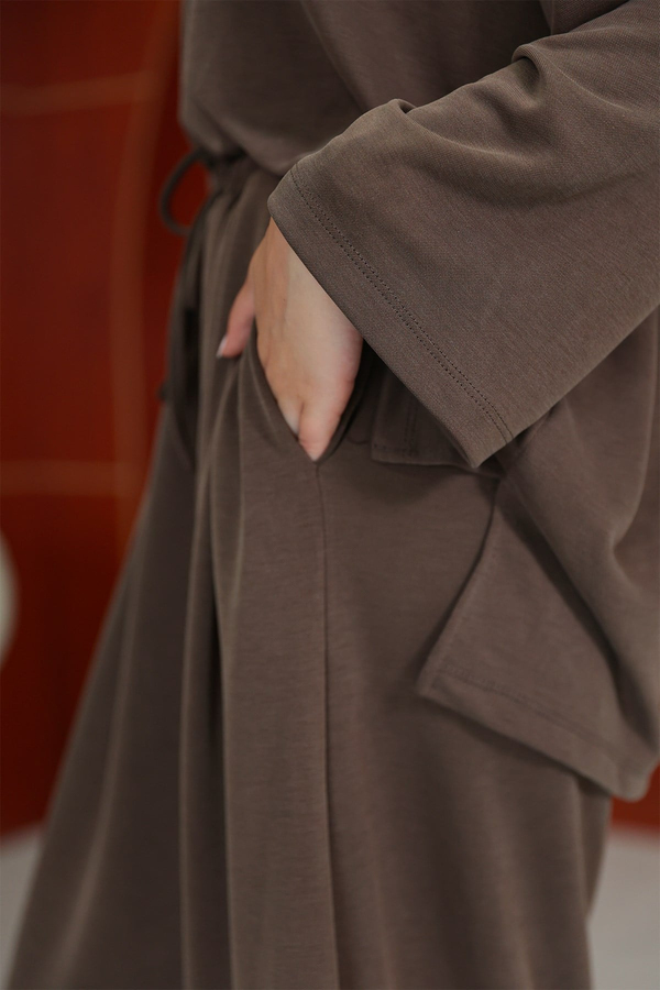 Melike  Tasarım Pantolonlu Takım - Taba