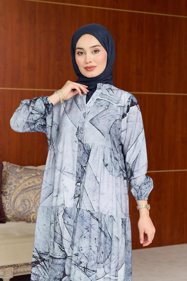 Merina Desen Elbise - Mavi