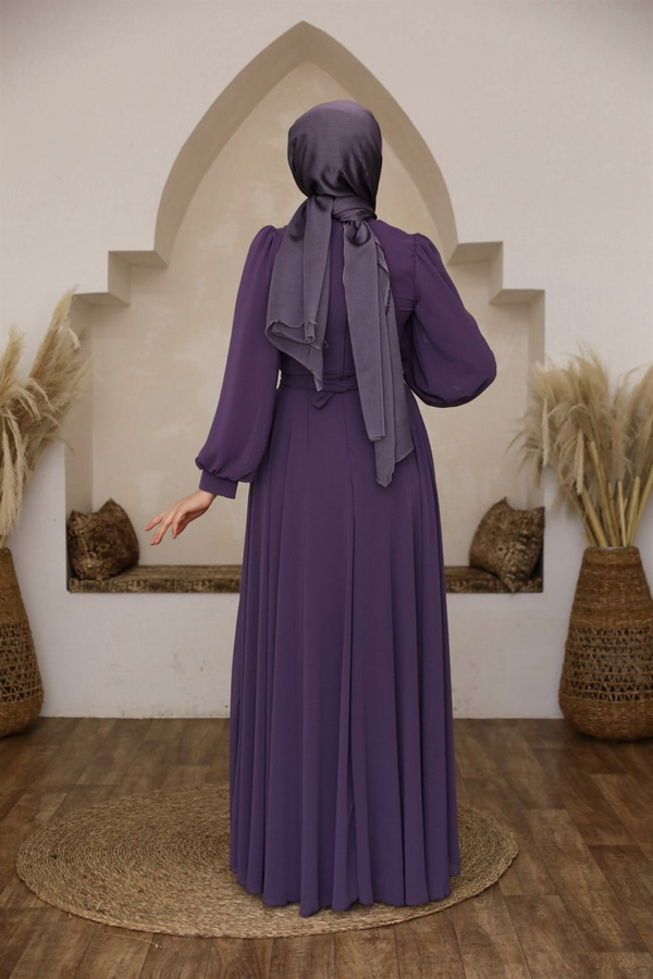 Mısra Elbise - Mor