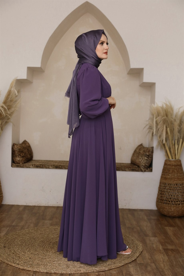 Mısra Elbise - Mor