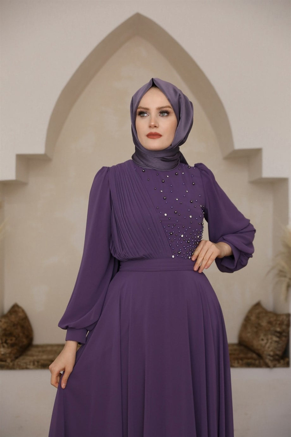 Mısra Elbise - Mor
