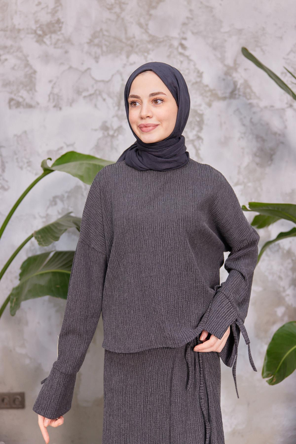 Mısra Etekli Takım - Siyah