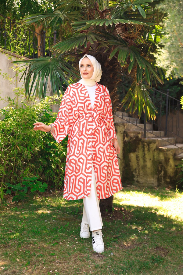 Moss Krep Kimono - Kırmızı