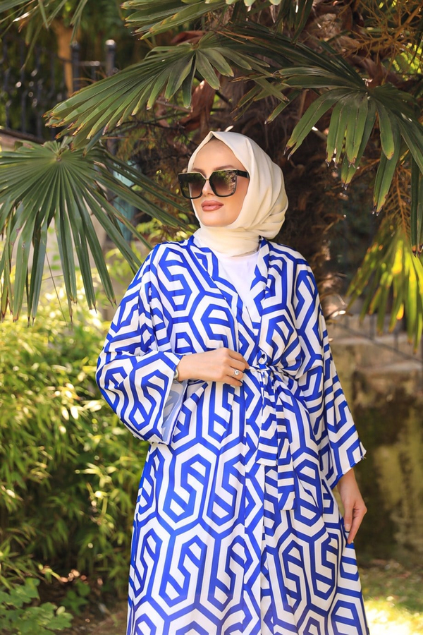 Moss Krep Kimono - Mavi