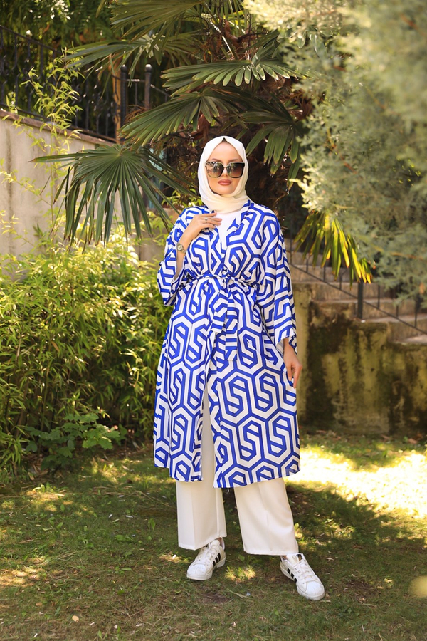 Moss Krep Kimono - Mavi