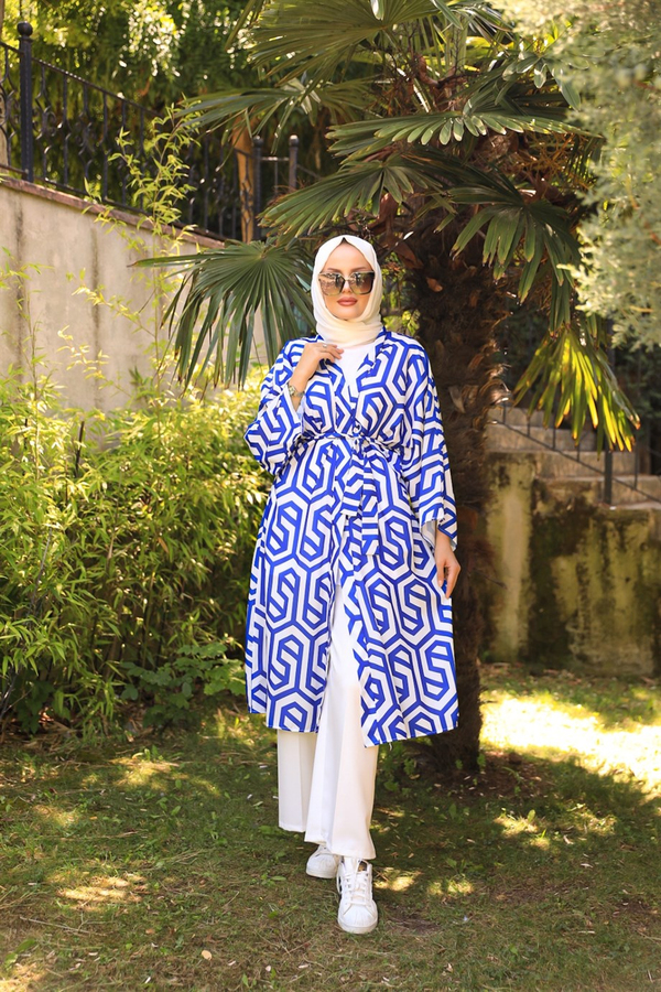 Moss Krep Kimono - Mavi