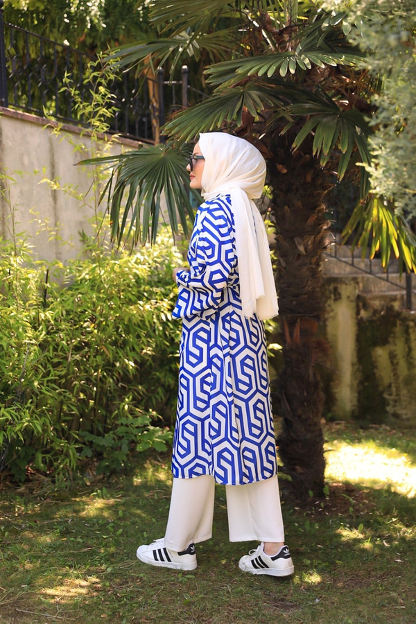 Moss Krep Kimono - Mavi