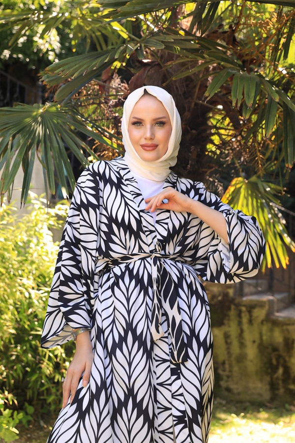 Moss Krep Kimono - Siyah