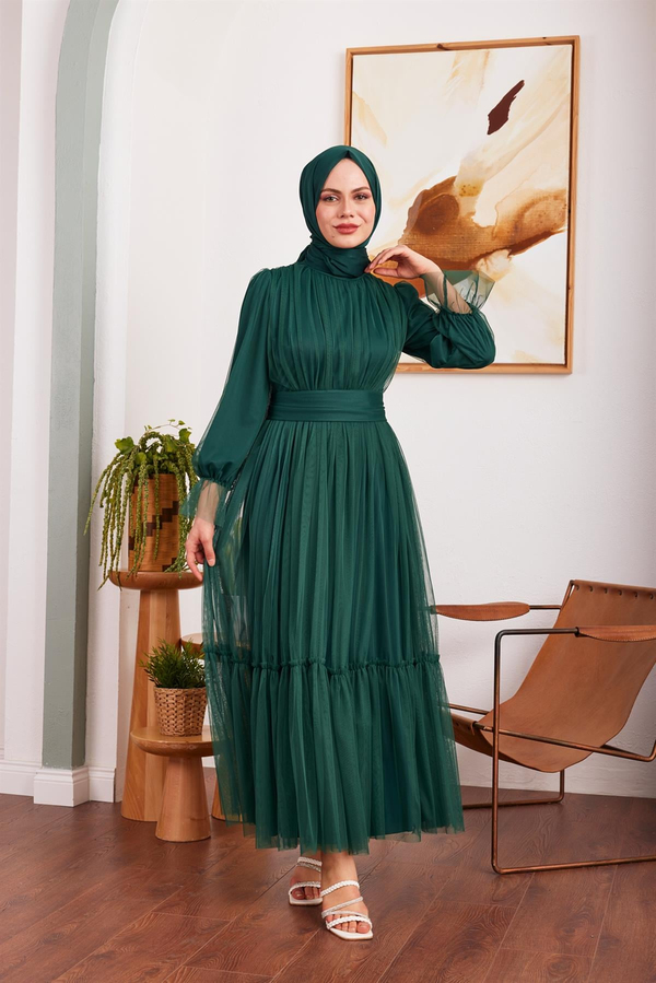 Özlem Tül Abiye - Zümrüt Yeşil