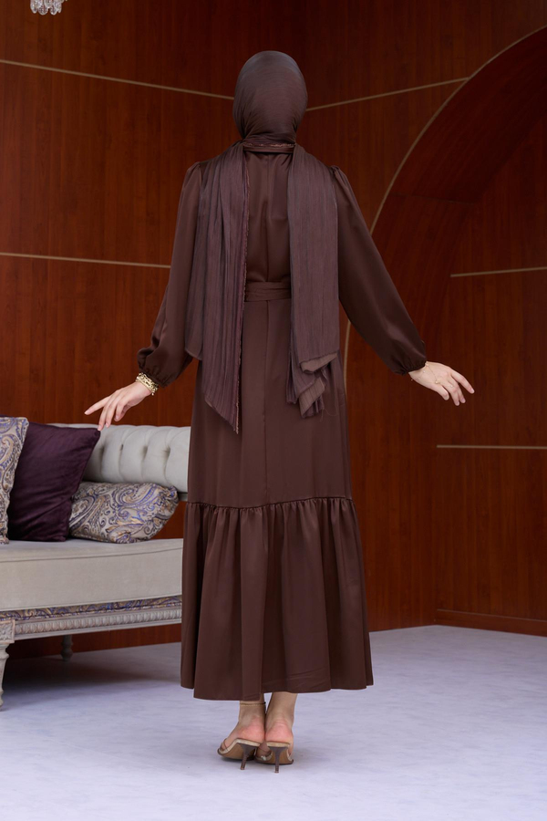 Özün Stone Detailed Evening Dress - Brown