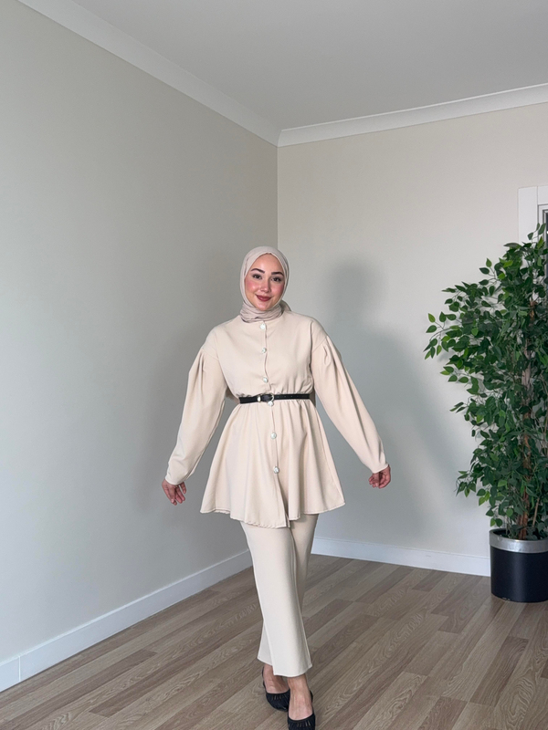 Selinay Pantolon Takım - Bej