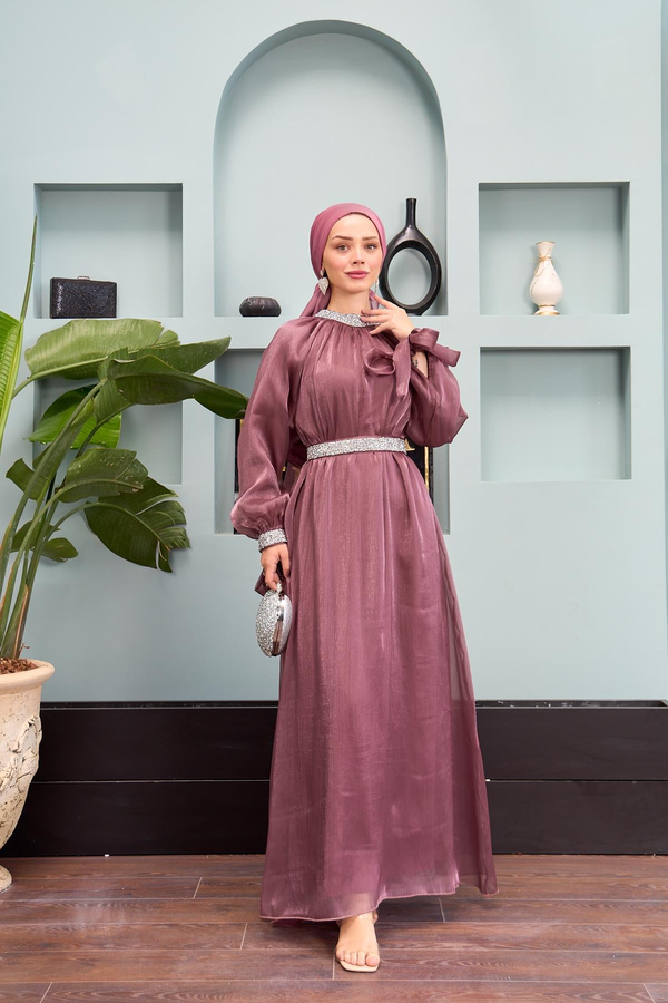 Taş Süsleme Detaylı Abiye - Gül